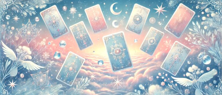 bannière oracle pastel le ciel et les cartes qui s'envolent