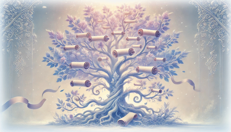 arbre généalogie famille, magnétisme racine parchemin