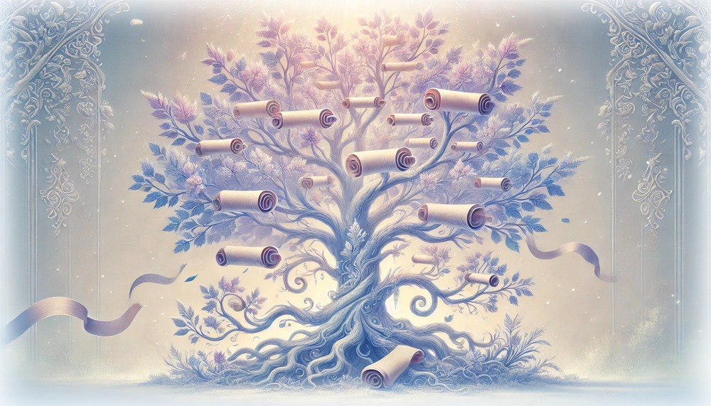 arbre généalogie famille, magnétisme racine parchemin